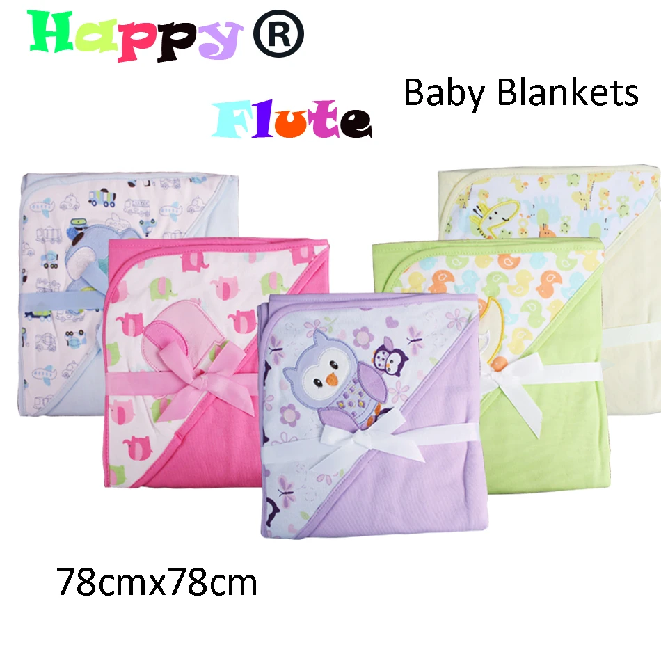 Happyflute wholesale baby blankets pure print cotton baby blankets 3pcs