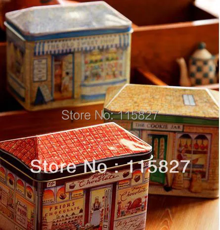 

Free Shipping!3pcs/lot sweet shop cookie jar iron case metal box storage container candy case