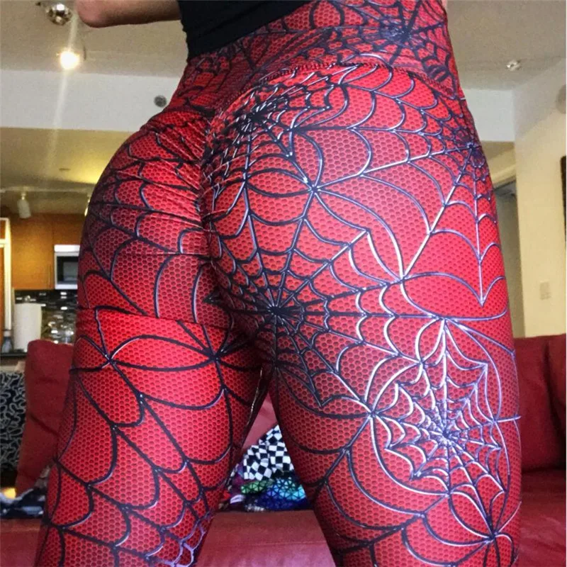 

High Waist Leggings Women Workout Jeggings Fmale Push Up leggins Spider Web Digital Printing For Fitness Leggings feminina