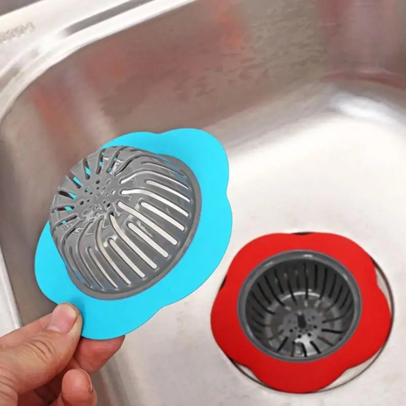 Silicone Sink Strainer Flower Shaped Shower Sink Drains Cover Sink Colander Sewer Hair Filter