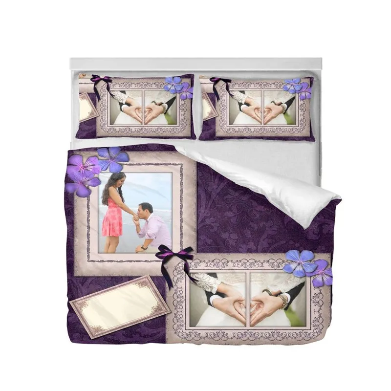 

Customized Your Image Name Logo Letter Bedding Set Duvet Covers King Double Size Bedroom Decoration Bed Set 3 Pcs