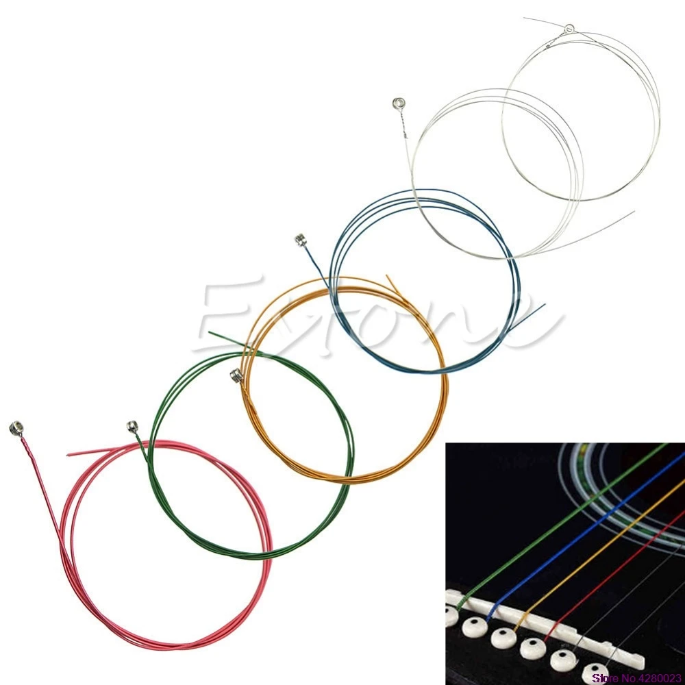 

2019 New 1 Set/6Pcs Rainbow Colorful Color Strings for Acoustic Guitar Ukulele Instrument