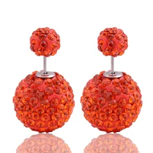 9 цветов модные самые дешевые красочные блестящие украшенный стразами двухсторонние жемчужные серьги бусины шар серьги гвоздики для женщин