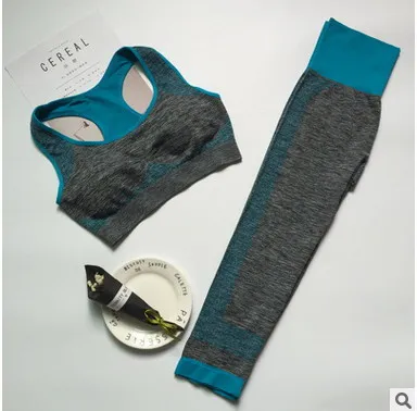 Брендовые женские спортивные для йоги комплекты Спортивный бюстгальтер с мягкими чашечками топ+ брюки, спортзал Бег Йога костюм для фитнеса спортивная одежда - Цвет: style A blue