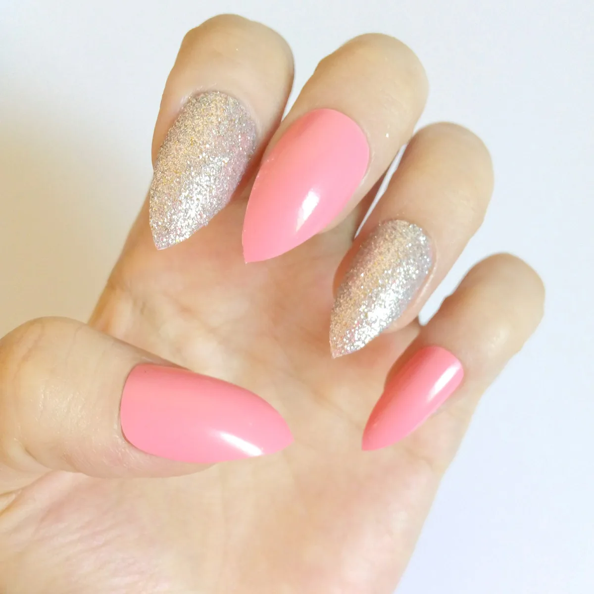 Sweet Donuts Short Fake Nail Orange Pink Stiletto Nails DIY