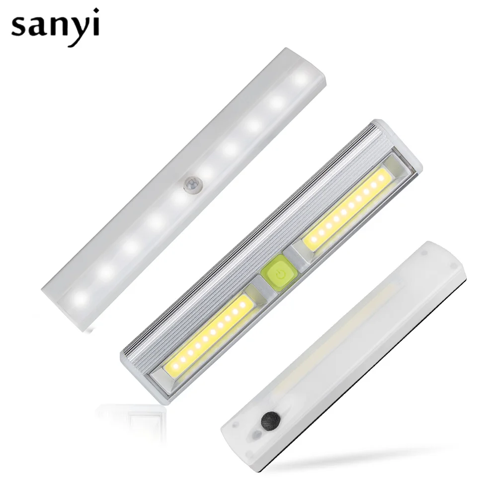 

COB LED Night Light IR Infrared Motion Switch Night Lamp AAA Emergency Wardrobe Cabinet Kitchen Garage Plastic Night Light