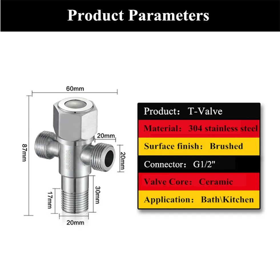 1/2 Т-адаптер заполняя Угловые Клапаны 304 нержавеющая сталь запорный клапан для ванной комнаты Туалет Биде Душ переключатель кухонный кран опрыскиватель