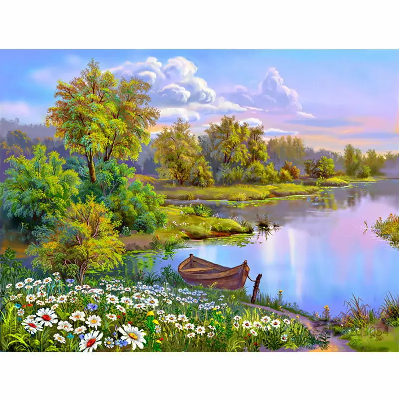 

CHUNXIA Framed DIY Painting By Numbers Landscape Acrylic Painting Modern Picture Home Decor For Living Room 40x50cm RA3248