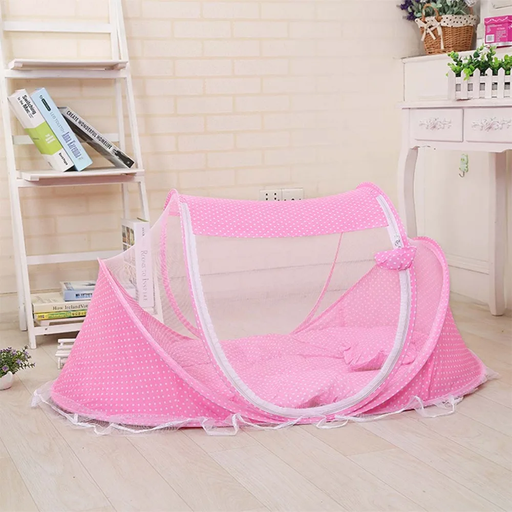 

mosquito net foldable tent infant newborn folding slpeep mat with cotton pillow travel portable soft children baby crib bedding