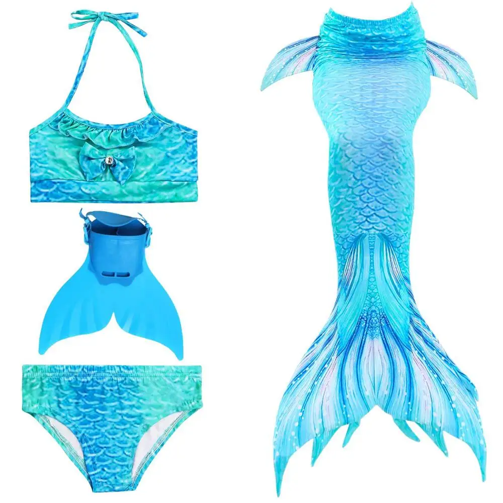 Лидер продаж, костюм русалки для плавания для девочек, купальный костюм русалки или вечерние бикини для косплея - Цвет: mermaid 4pcs-4