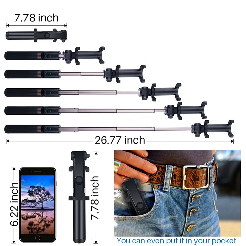 SALE 3 in 1 Selfie Stick Phone Tripod Extendable 26 Inch Monopod with
