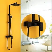Vintage Black Painted Hot and Cold Dual Handle Wall Mounted In Wall Bath Lift Rain Shower Faucet Mixer Set Bathroom Commodity