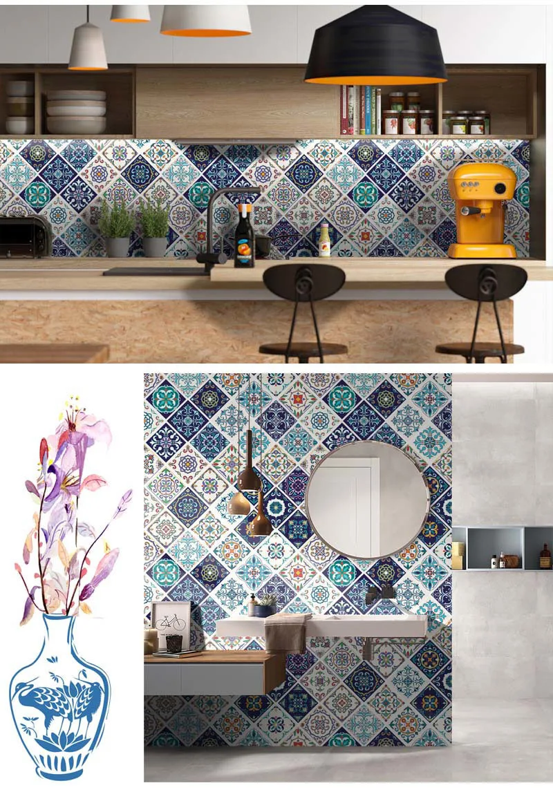 Креативные обои в марокканском стиле, ПВХ, Ретро стиль, для гостиной, спальни, настенные Стикеры, для кухни, маслостойкие, для ванной комнаты, водонепроницаемые наклейки