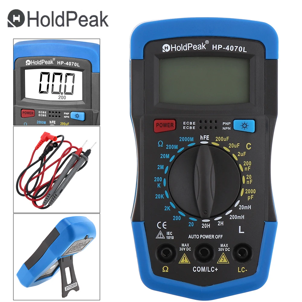 

LCD Display Digital LCR Multimeter Multitester 1999 Counts Overload Protection Multi Meter Tester with Backlight Test Probe