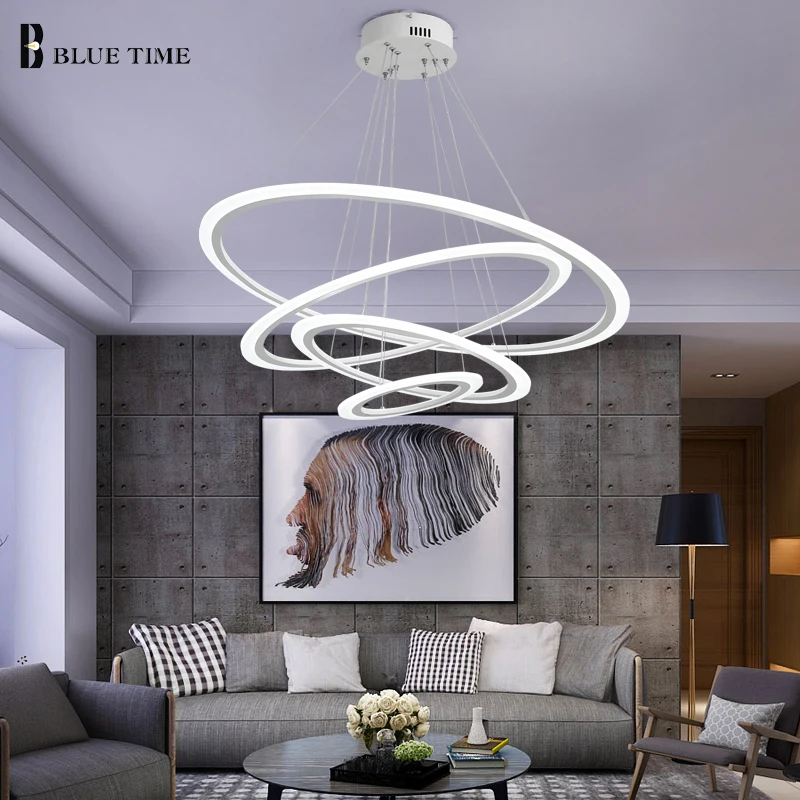 

New Modern LED Chandeliers For Dining room Living room Kitchen Bedroom Luminaires Acrylic Rings Led Chandelier Lighting Fixtures