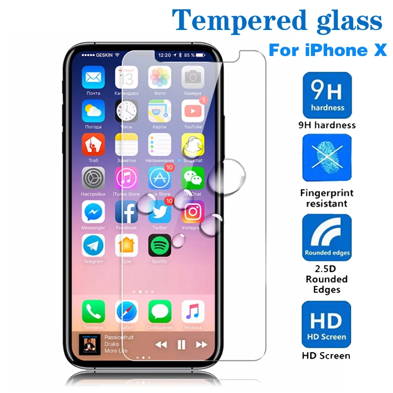 Закаленное стекло для iphone x Защитное защита экрана 2.5D arcedge 9 H твердость HD|Защитные