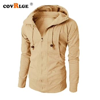 

Covrlge Autumn Spring Drawstring Zipper Men Hoodies Jacket Hooded Sweatshirt Male Long Sleeve Pocket Pullover Hoodie Coat MWW158