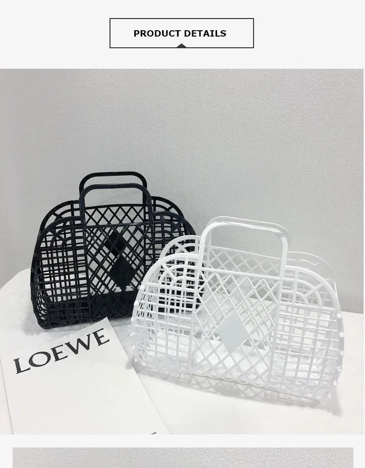 INS Super Hot Hand-Held Basket Bag Hollowed Out Jelly Large Capacity Summer Seaside Vacation Handbags Fashion Tote Bags acrylic bag marble texture