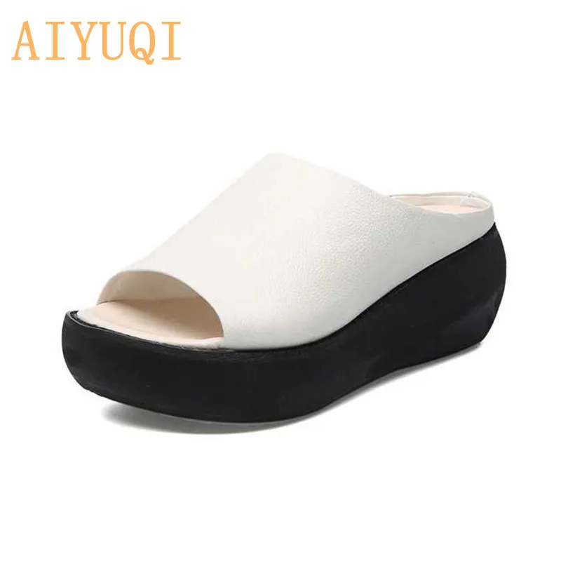 

AIYUQI Platform slippers women 2019 new women sandals 100 genuine leather casual outdoor retro sandals women