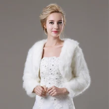 Белый искусственный мех Зимний свадебный палантин шаль длинный рукав невесты Меховая куртка Свадебные платья Аксессуары свадебная шаль невесты