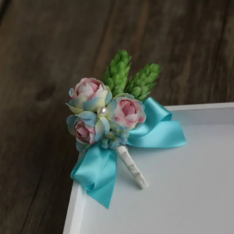 5pieces/lot wedding groom groomsman Boutonniere OR Bridal Hand Wrist Flower artificial flower wedding Corsages Floral flower