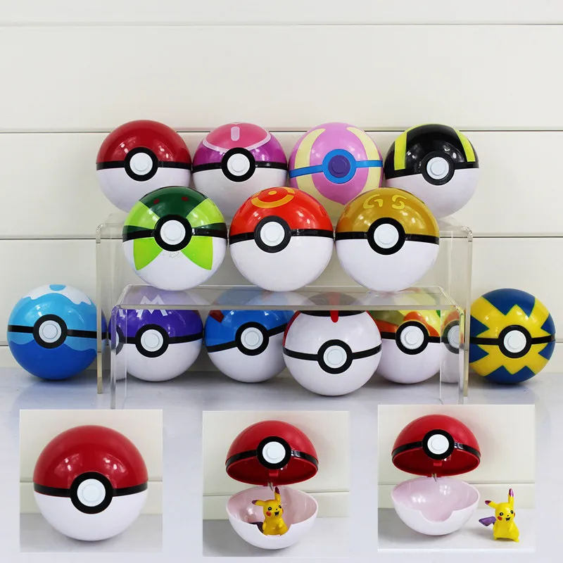 

13 Colors Pokeball Trainer Pokeball With Mini Figure Doll 7cm Opening and Closing Poke Ball Present For Kids