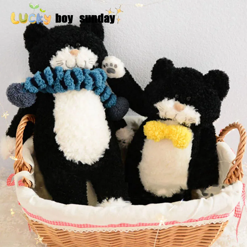 Black Cat Plush Toy Japanese Anime Tiimo Cat Stuffed Soft Doll Cute Animal Figures Kids Toys