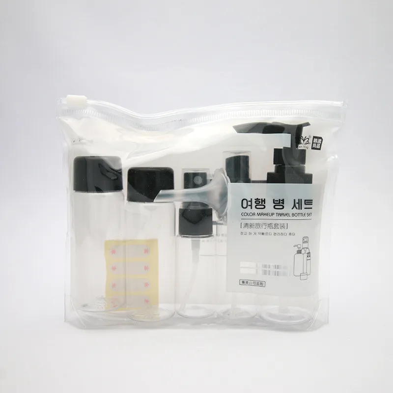 

7pcs/set Portable Flight Travel Size Bottle Pack Liquid Containers Shampoo Cream Cosmetics Refilable Bottles Drop Shipping