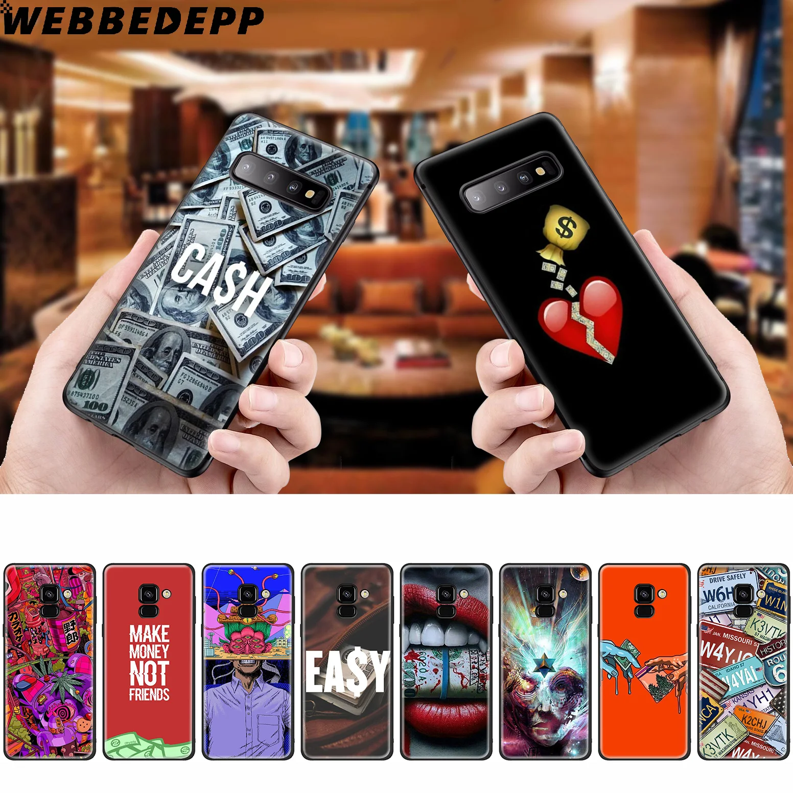 WEBBEDEPP Money Lips Blood Silicone Case for Samsung Galaxy A3 A5 A6 A7 A8 A9 A10 A20 A30 A40 A50 A70 M10 M20 M30 |