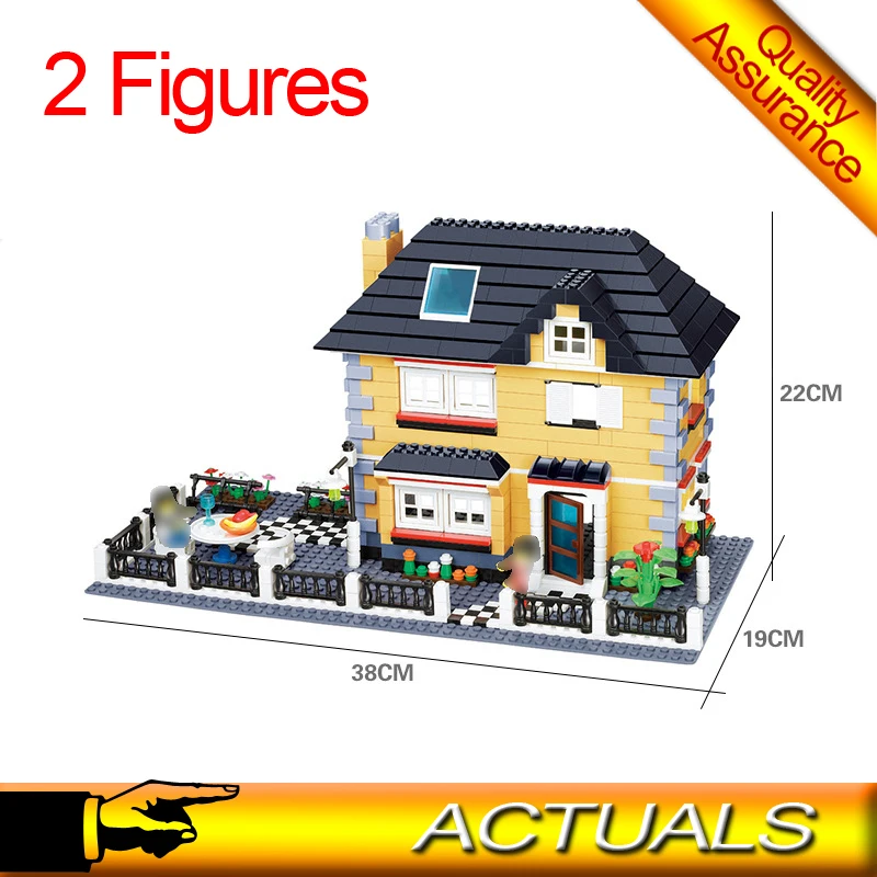 

Wange 34051 Architecture Large Bungalow Villa Building Block Assembled House 909pcs Bricks Kids Toys Compatible with Lego MOC