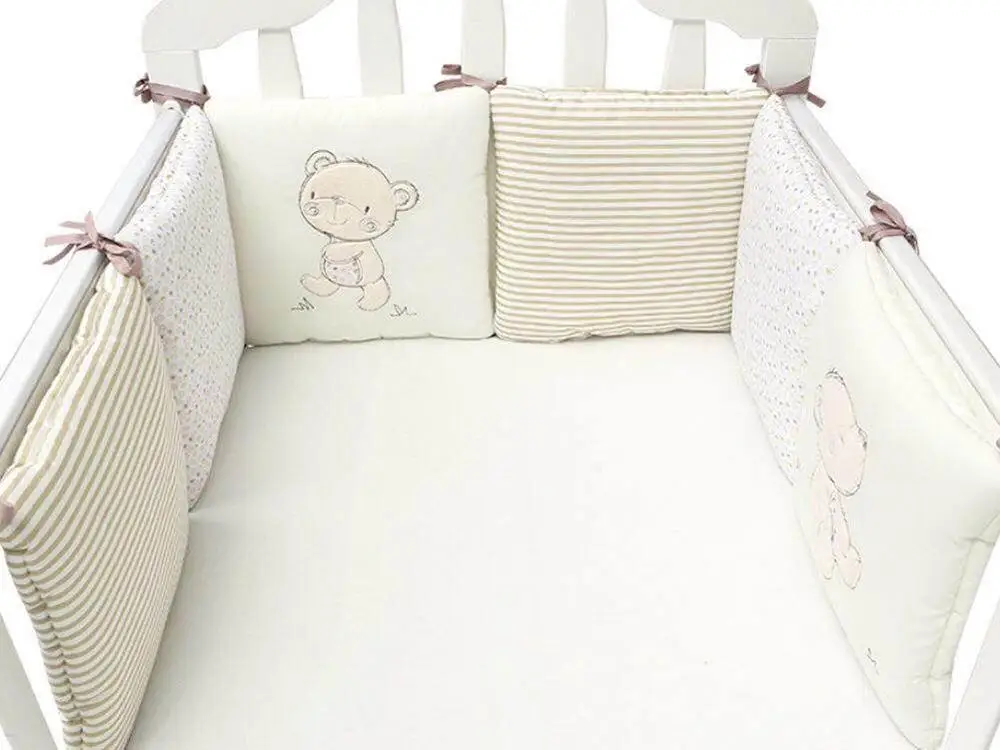 6 шт./лот, защита для детской кроватки, Комплект постельного белья для новорожденных, бампер для детской кроватки, мультяшное постельное белье для младенцев - Цвет: Светло-желтый