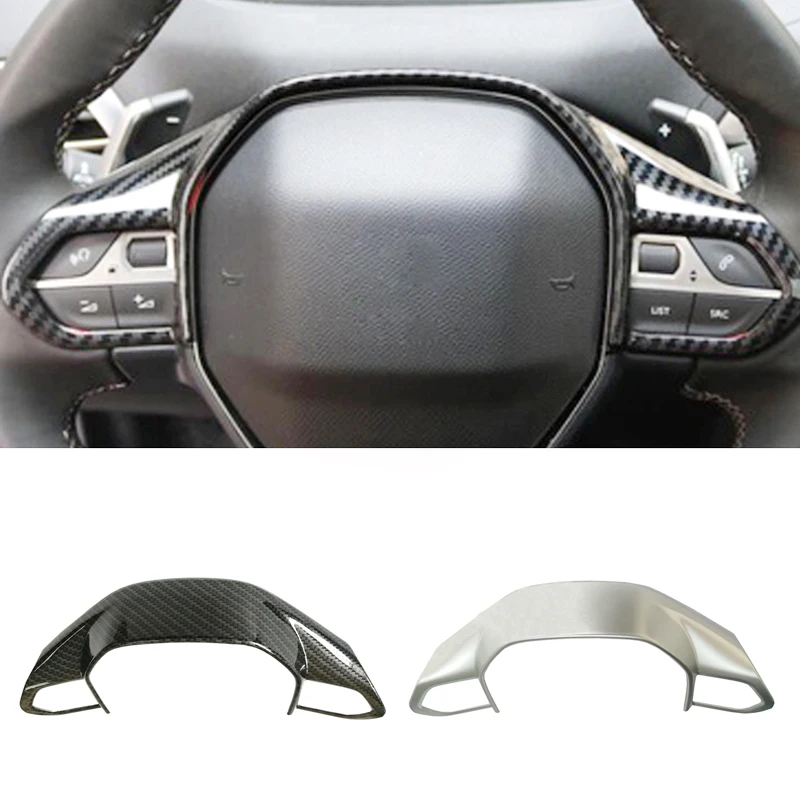 

Carbon fiber steering wheel trim decorative steering wheel button frame cover sequins sticker for Peugeot 3008 GT 4008 5008