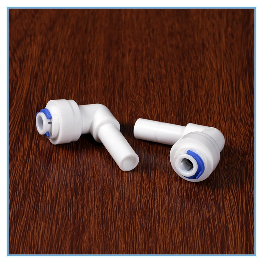 

5pc 1/4'' PE Quick Connection - 3/8'' Elbow Pipe Fitting Hose Plastic Connector Aquarium RO Water Filter Reverse Osmosis System