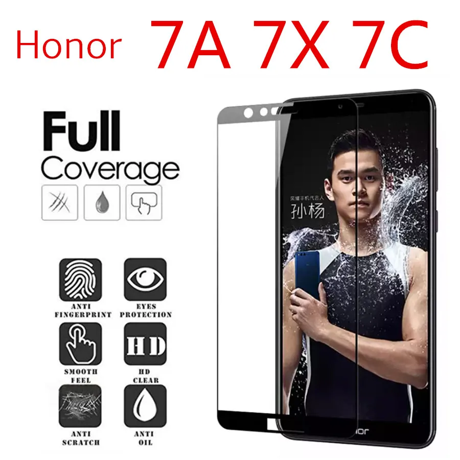 

Protective phone case on the for Huawei Honor 7a 7x 7c pro honer full cover glas a7 x7 c7 tremp huawey 7 a c x screenprotector