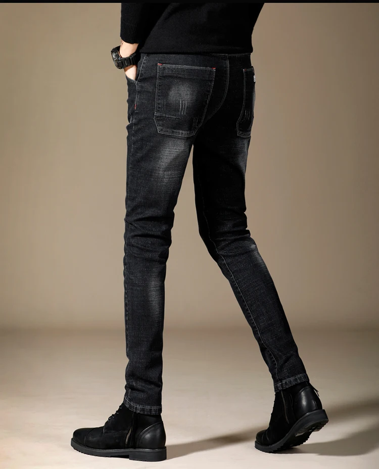 Spring New Men Jeans Black Classic Fashion Designer Denim Skinny Jeans Men's Casual High Quality Stretch Slim Fit Trousers