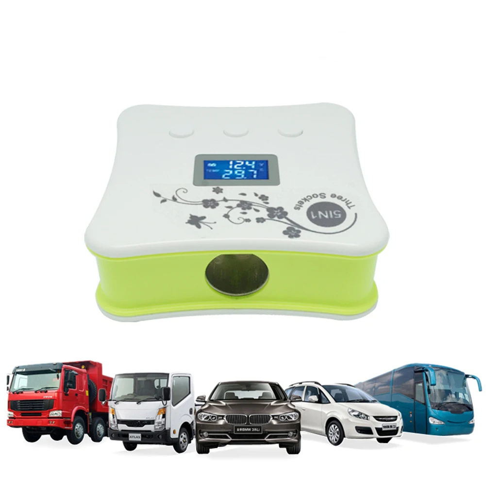 شاشة ديجيتال متعددة الوظائف 12 V 24 V الهاتف المحمول محول الطاقة ولاعة السجائر 4 USB آمنة شاحنة شاحن سيارة الخائن اللوحي