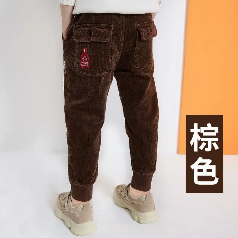 INS/Популярные брюки для мальчиков; От 3 до 13 лет вельветовые брюки с несколькими карманами; брюки-карго для спорта и отдыха; модные универсальные брюки в Корейском стиле