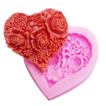 

heart-shaped Rose Soap Mold Chocolate Wedding DIY Soft Candy Baking Cake Decoration Tool Flower Silicone Mold
