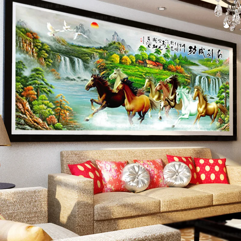 

landscape full diamond 2019 embroidery crafts Eight horses diy 5d diamond painting cross stitch unfinished home decor
