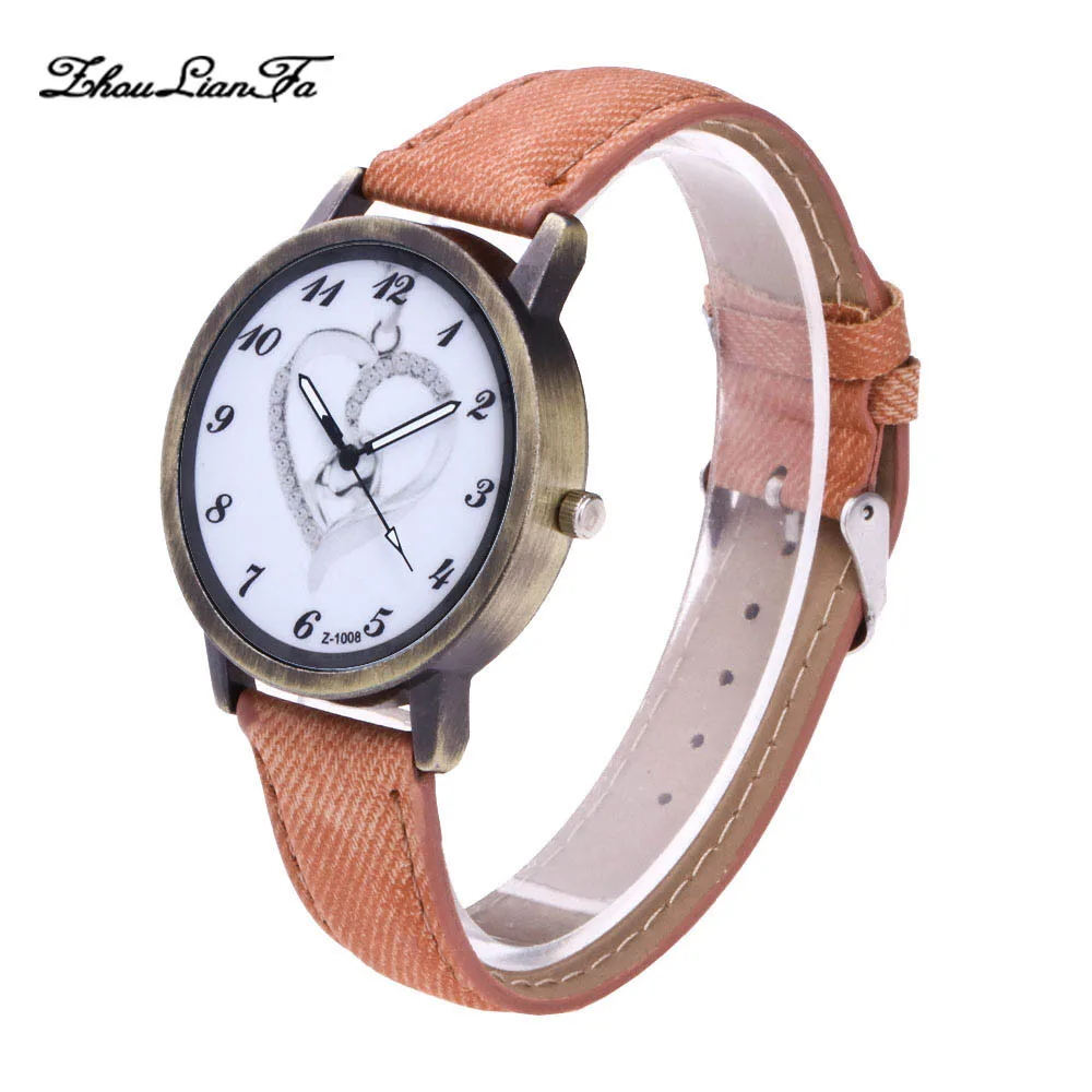 Modern Fashion Women Heart pattern Faux Leather Band Analog Quartz Round Watch Casual Wristwatch Gift For Female Modern Fashion Women Heart pattern Faux Leather Band Analog Quartz Round Watch Casual Wristwatch Gift For Female