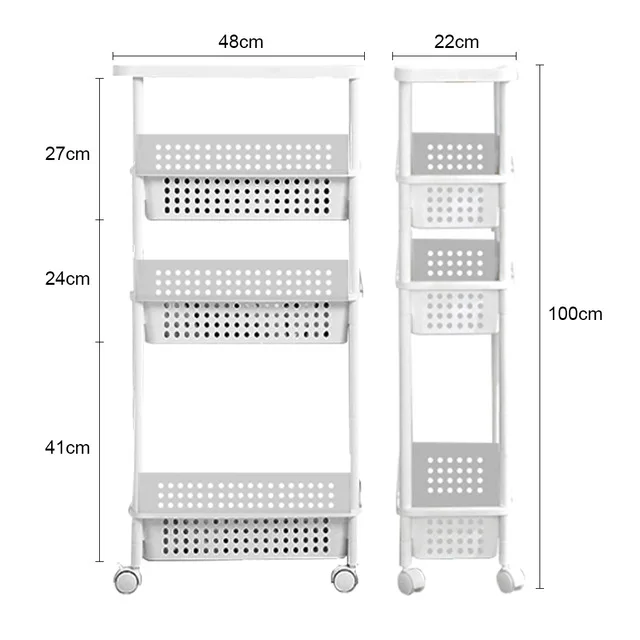 Baffect 3/4 ярусов, кухонный Органайзер, полки с колесиком, пластиковый стеллаж для хранения для кухни, гостиной, спальни, полка для хранения - Цвет: 4 tiers