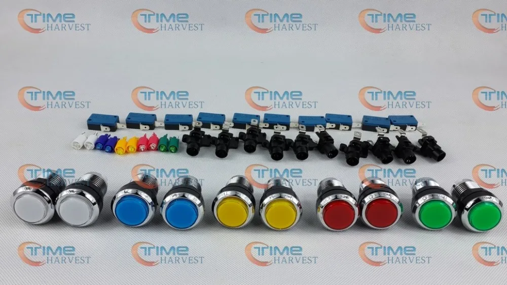 

20pcs Silver Plated Illuminated Push Button LED Chrome button with microswitch for Arcade Machine Game accessories Cabinet Parts