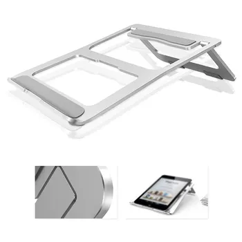 

Silver Aluminum Foldable Laptop Stand Anti-slip Cooling Pad Lightweight for MacBook Pro Air Surface