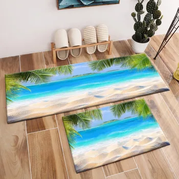 

Tropical Sand With Palm Leaves Rugs And Carpets For Kids Baby Home Living Room Cushion Bedroom kitchen Door Floor Bathroom Mats