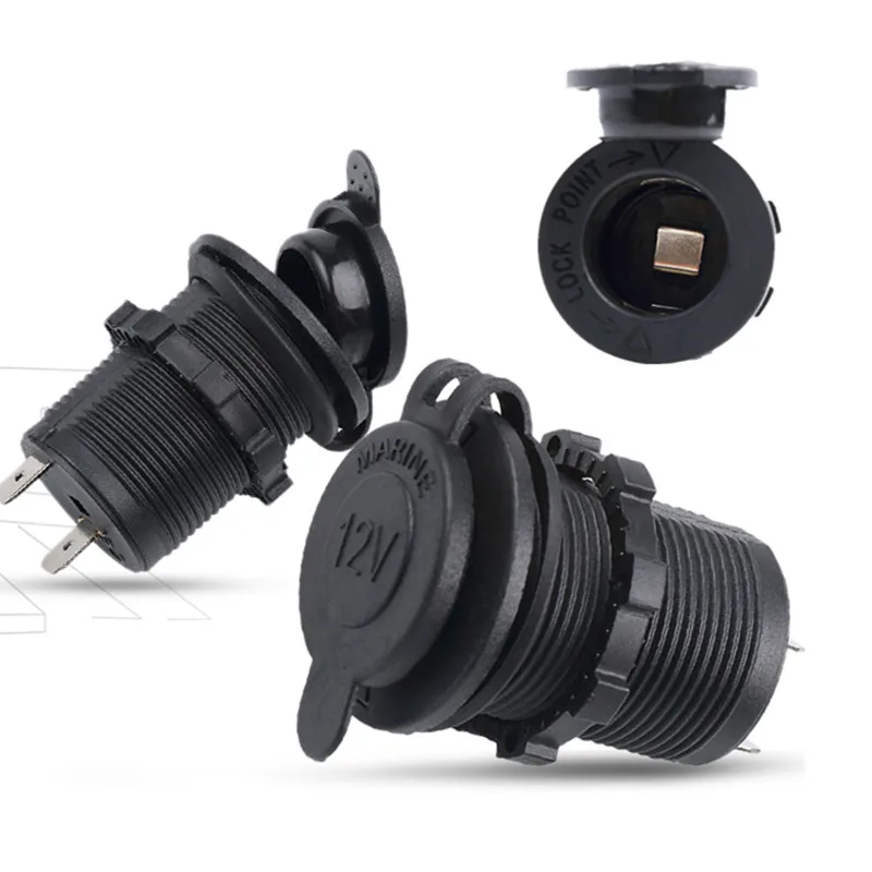 

12V Motor Charger Adapter Waterproof Cigarette Lighter Power Socket Plug Black for Motorcycle Car Boat Tractor Accessory Not USB