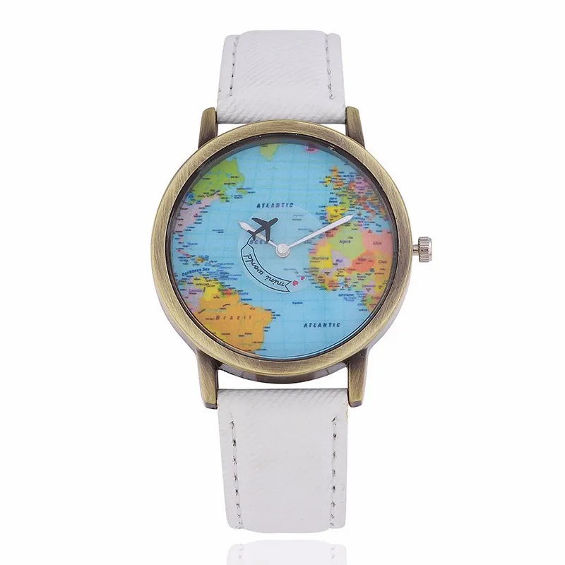 BXboxue Brand Women Elegant Watches Fashion Casual Aircraft Map Patterned Quartz Watch Analog Men Sports Wristwatch Relogio Hot