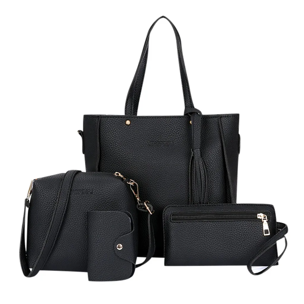 

5#2019 Women FourPCS Handbag Super Explosion Solid Shoulder Bags Four Pieces Tote composite Bag