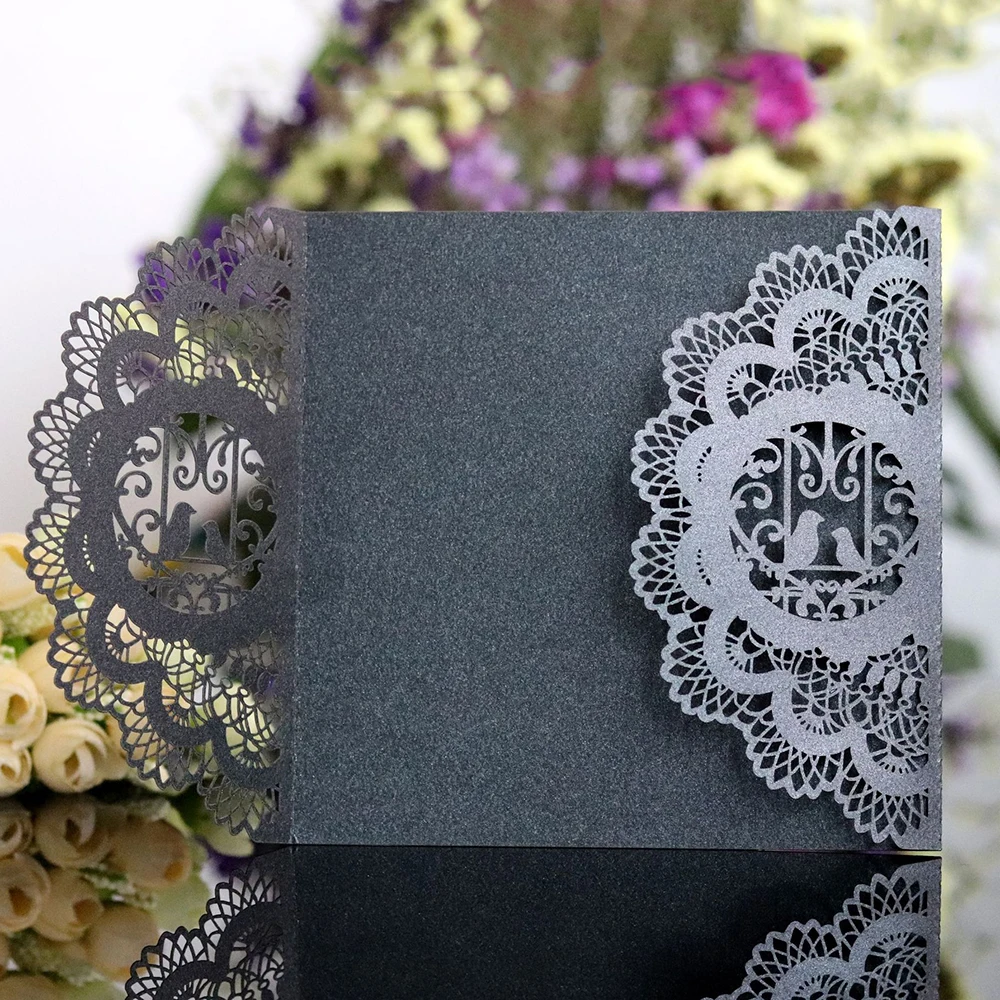  10PCS Laser Cut Wedding Invitation Card Lace Business Party Invitation Cards Covrs - 32958642915
