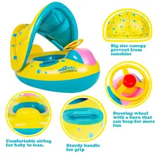 Summer Inflatable Baby Float Circle Ring Beach Baby Swimming Pool Accessories Cartoon Swim Seat Boat With Sunshade Pool Float