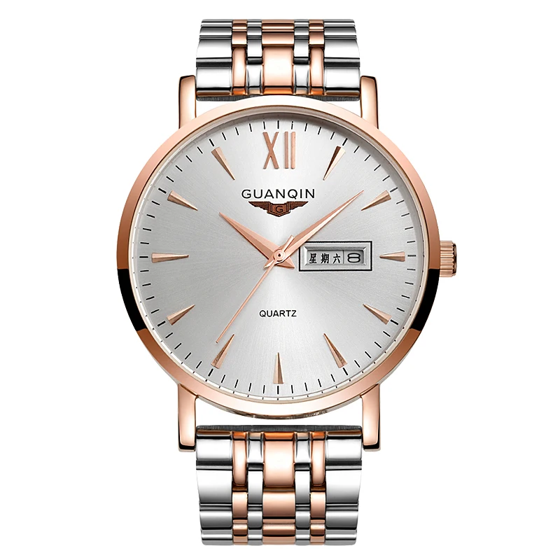 

GUANQIN GS19033 Luxury Men watches Business Top Brand Silver Steel Quartz-Watch Men's Fashion Casual watches Male Wristwatch